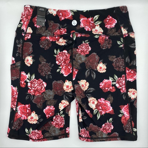 Torrid Women’s Plus Size Black Floral Wicking Bike Short Size 1X - Picture 9 of 12